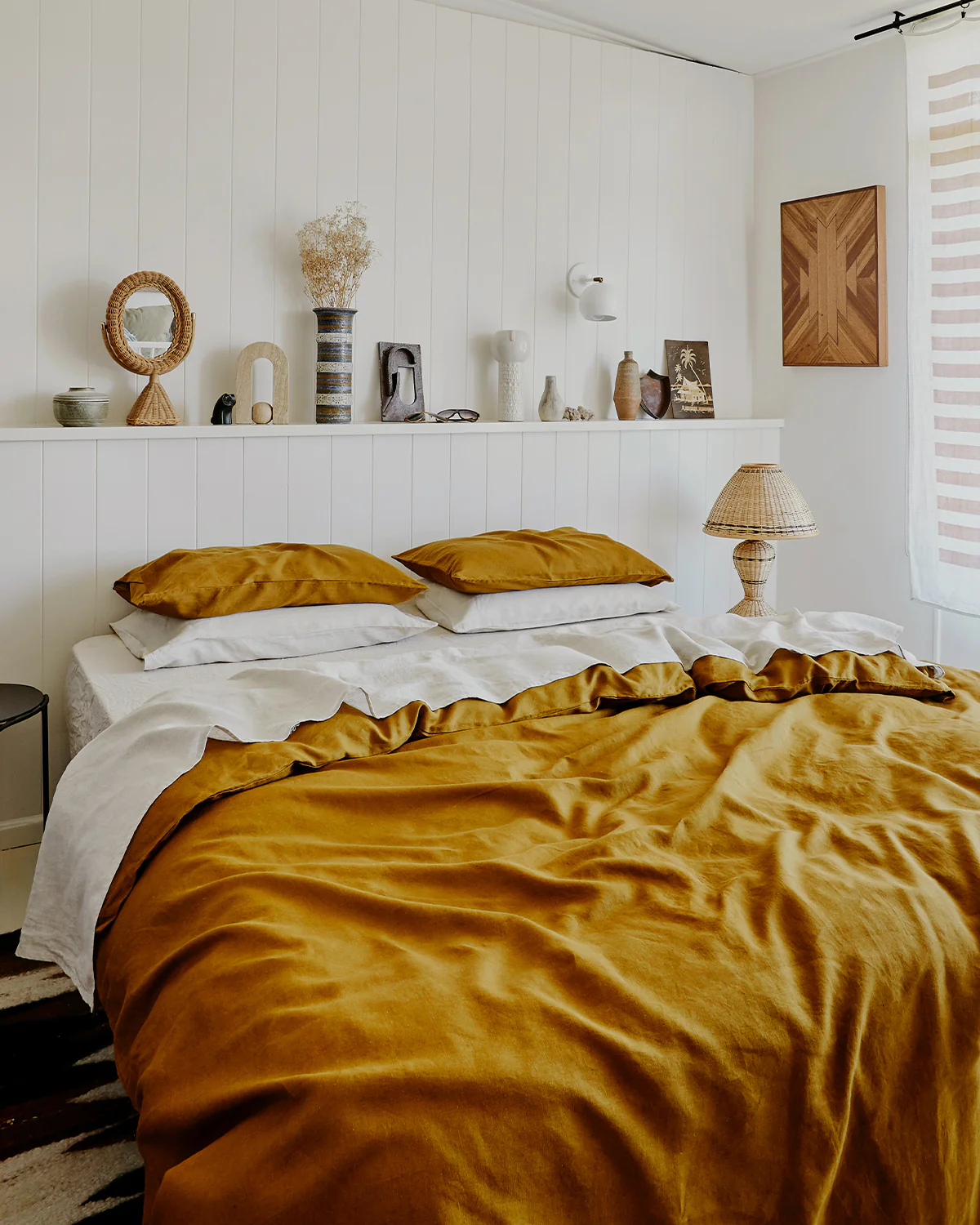 Turmeric 100% French Flax Linen Duvet Cover - Image 5
