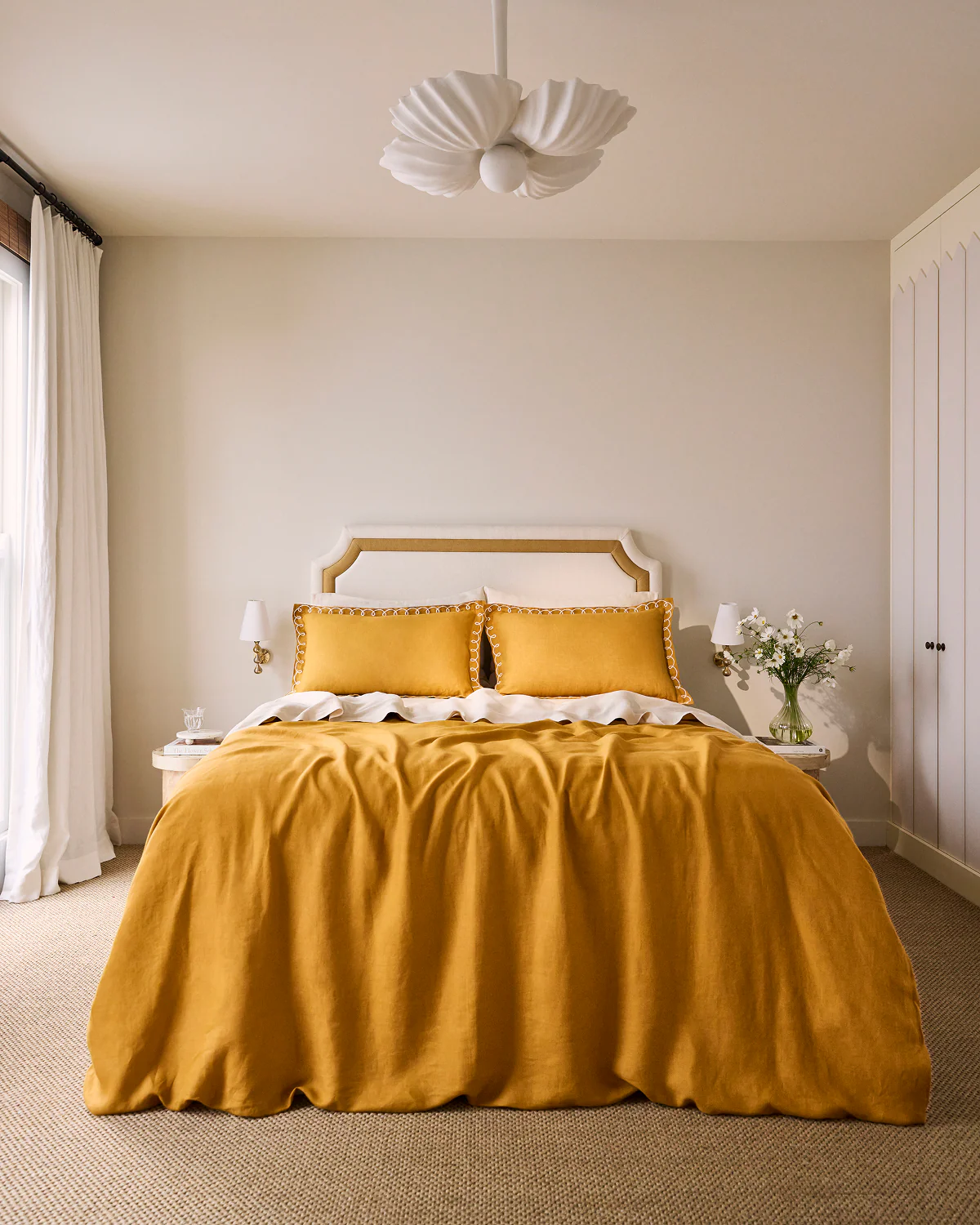Turmeric & Crème 100% French Flax Linen Swirl Pillowcases (Set of Two) - Image 2