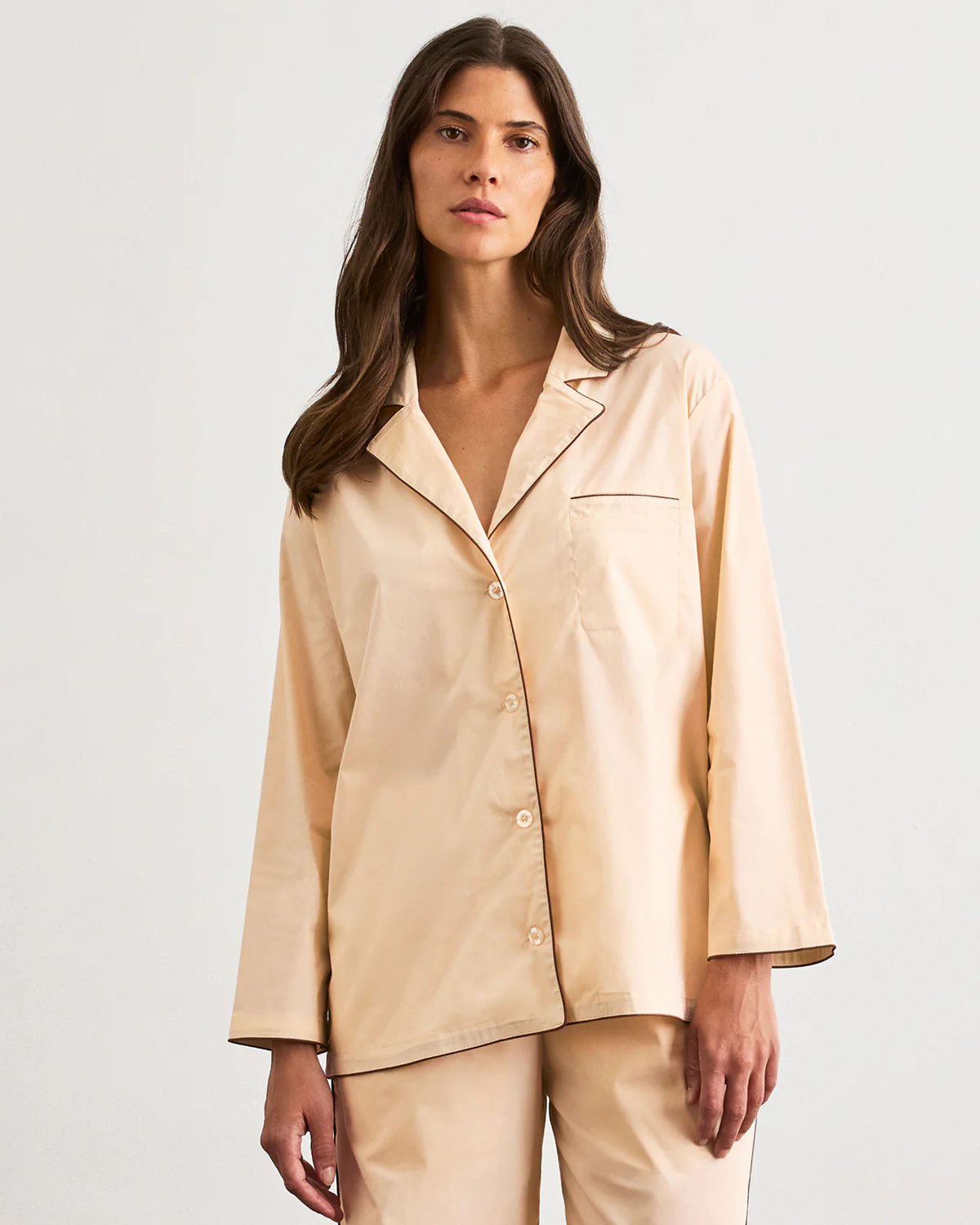Vanilla & Espresso Piped Long Sleep Set - Image 4
