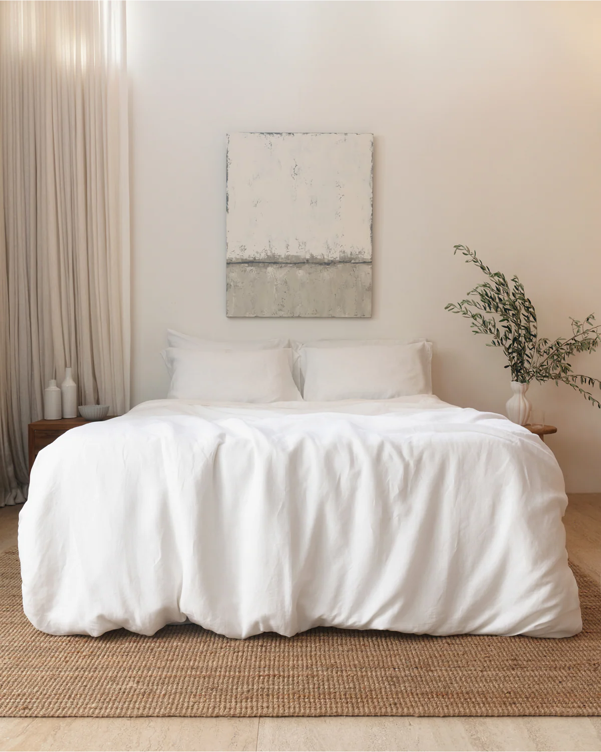 White 100% French Flax Linen Pillowcases (Set of Two) - Image 5