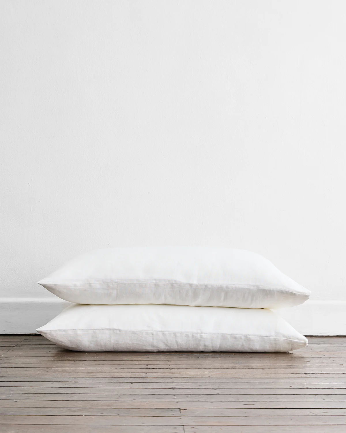 White 100% French Flax Linen King Pillowcases (Set of Two)