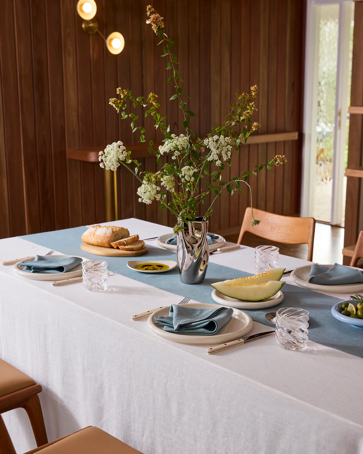 White & Lagoon 100% French Flax Linen Table Bundle